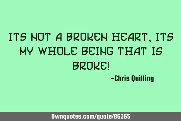 Its not a broken heart , its my whole being that is broke!
