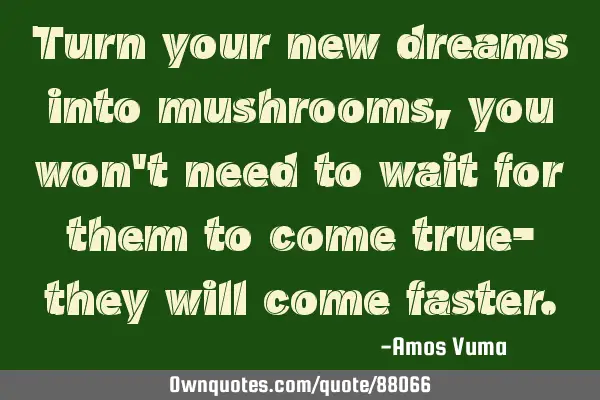 Turn your new dreams into mushrooms, you won