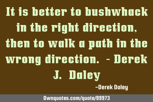 It is better to bushwhack in the right direction, then to walk a path in the wrong direction. - D
