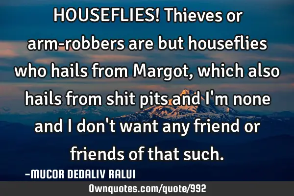 HOUSEFLIES! Thieves or arm-robbers are but houseflies who hails from Margot, which also hails from