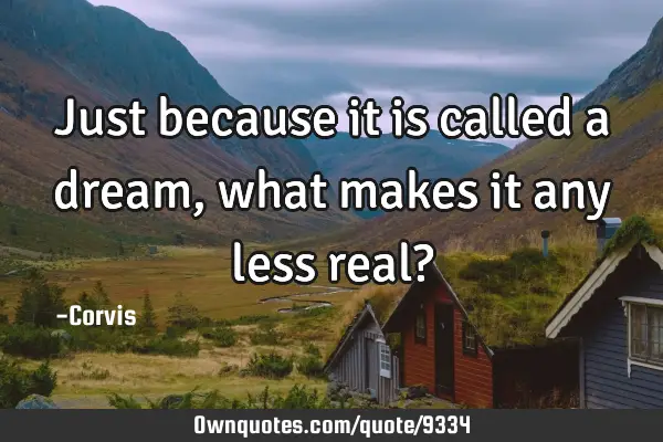 Just because it is called a dream, what makes it any less real?
