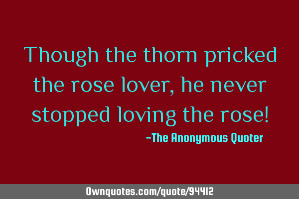 Though the thorn pricked the rose lover, he never stopped loving the rose!