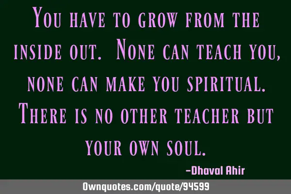 You have to grow from the inside out. None can teach you, none can make you spiritual.There is no