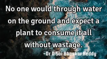 No one would through water on the ground and expect a plant to consume it all without wastage.