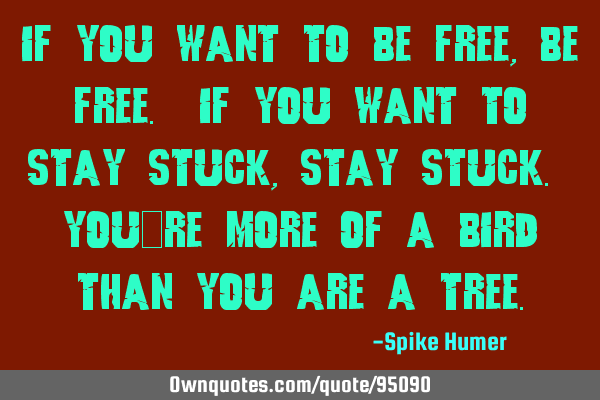 If you want to be free, be free. If you want to stay stuck, stay stuck. You’re more of a bird