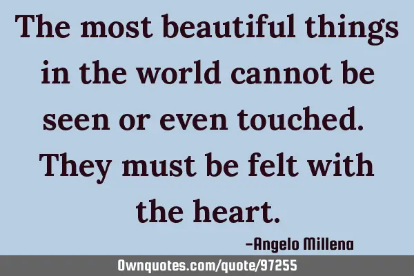 The most beautiful things in the world cannot be seen or even touched. They must be felt with the
