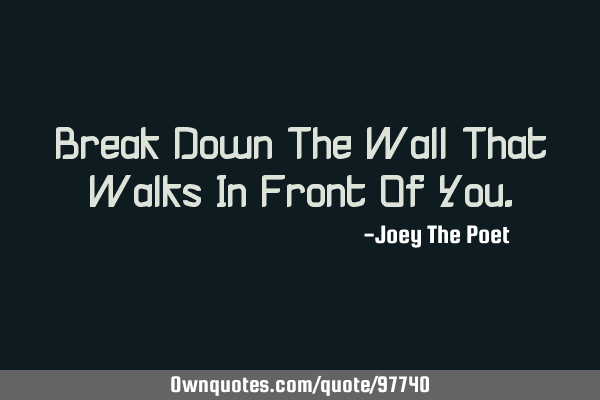 Break Down The Wall That Walks In Front Of Y