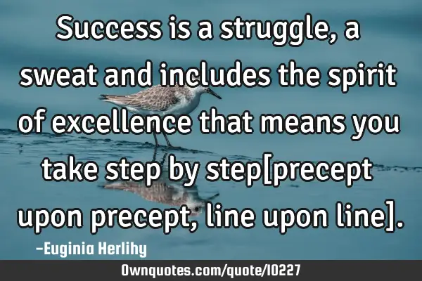 Success is a struggle, a sweat and includes the spirit of excellence that means you take step by