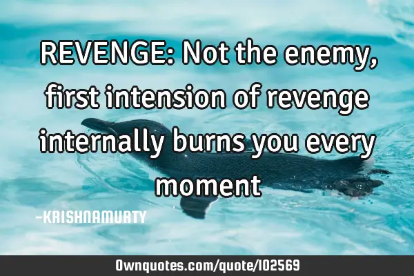 REVENGE: Not the enemy, first intension of revenge internally burns you every