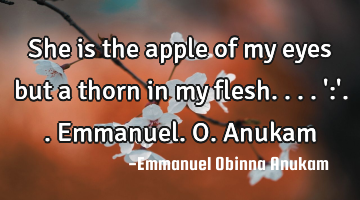 She is the apple of my eyes but a thorn in my flesh....