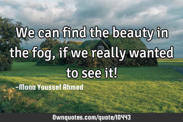 We can find the beauty in the fog, if we really wanted to see it!