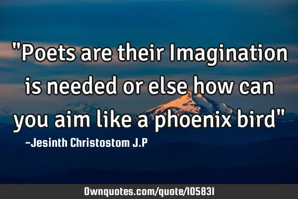 "Poets are their Imagination is needed or else how can you aim like a phoenix bird"