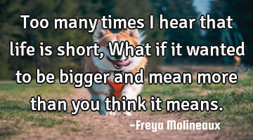 Too many times I hear that life is short, What if it wanted to be bigger and mean more than you