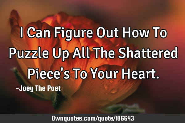 I Can Figure Out How To Puzzle Up All The Shattered Piece