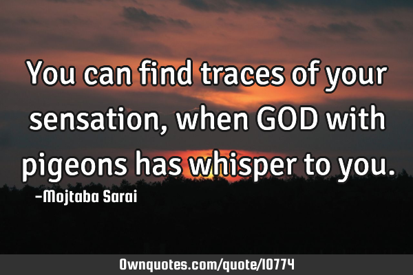 You can find traces of your sensation, when GOD with pigeons has whisper to