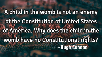 A child in the womb is not an enemy of the Constitution of United States of America. Why does the