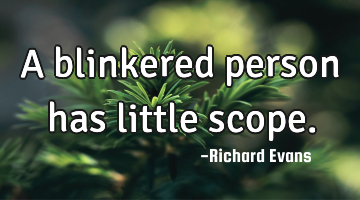 A blinkered person has little scope.