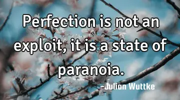 Perfection is not an exploit, it is a state of