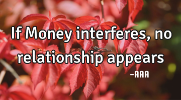 If Money interferes,no relationship appears