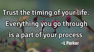 Trust the timing of your life. Everything you go through is a part of your