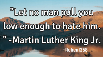 "Let no man pull you low enough to hate him." -Martin Luther King Jr.