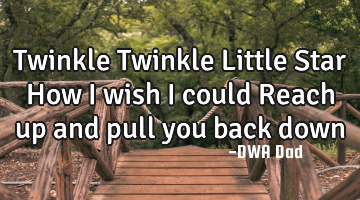 Twinkle Twinkle Little Star How I wish I could Reach up and pull you back down