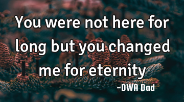 You were not here for long but you changed me for eternity