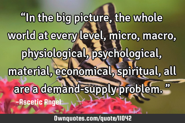 “In the big picture, the whole world at every level, micro, macro, physiological, psychological,