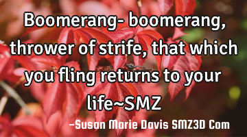 Boomerang- boomerang, thrower of strife, that which you fling returns to your life~SMZ