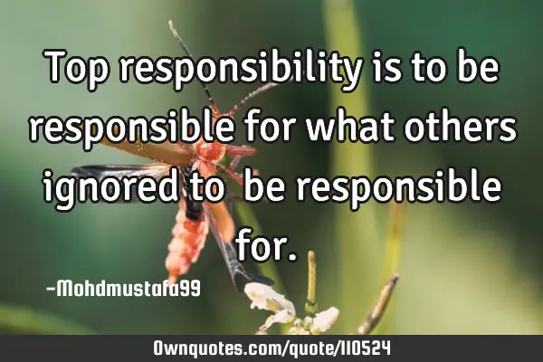 • Top responsibility is to be responsible for what others ignored to ‎be responsible for.‎