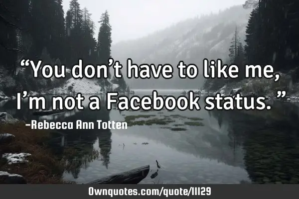 “You don’t have to like me, I’m not a Facebook status.”