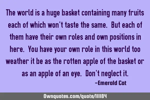 The world is a huge basket containing many fruits each of which won