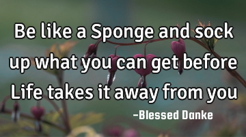 Be like a Sponge and sock up what you can get before Life takes it away from you