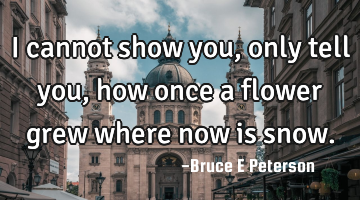 I cannot show you, only tell you, how once a flower grew where now is snow.