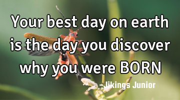 Your best day on earth is the day you discover why you were BORN