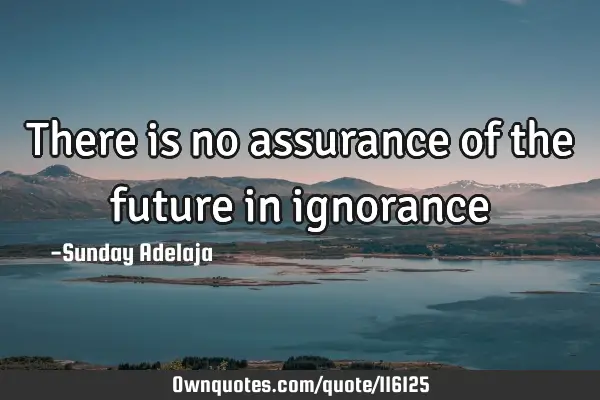 There is no assurance of the future in