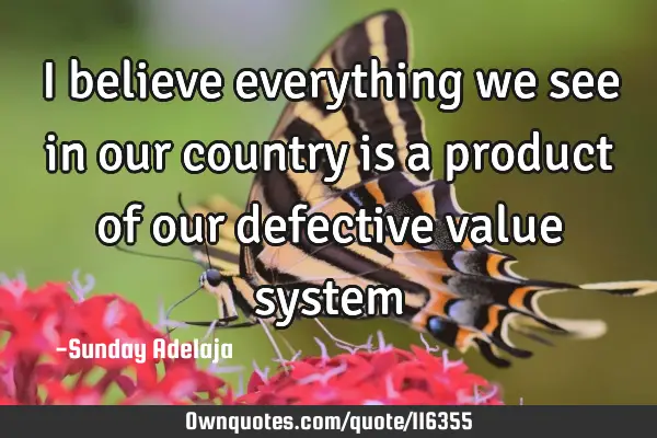 I believe everything we see in our country is a product of our defective value