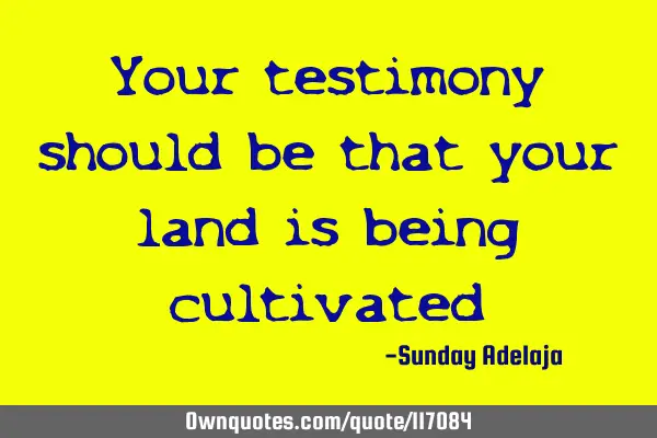 Your testimony should be that your land is being