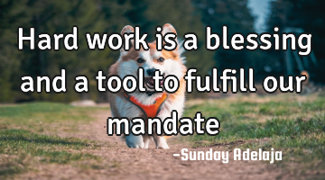 Hard work is a blessing and a tool to fulfill our mandate