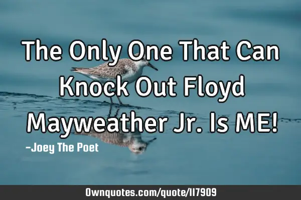 The Only One That Can Knock Out Floyd Mayweather Jr. Is ME!