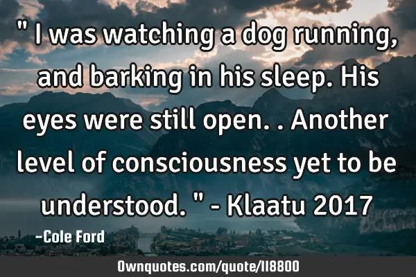 " I was watching a dog running, and barking in his sleep. His eyes were still open.. Another level