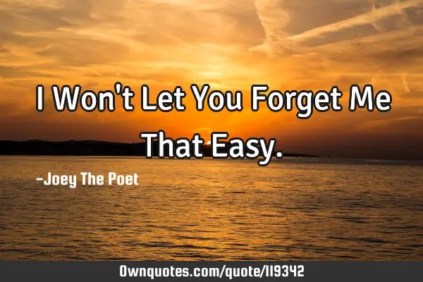 I Won T Let You Forget Me That Easy Ownquotes Com