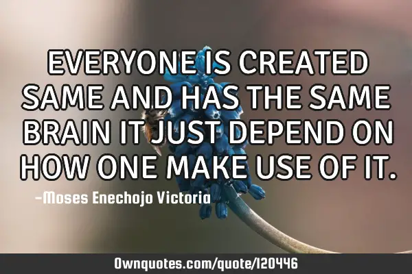 EVERYONE IS CREATED SAME AND HAS THE SAME BRAIN IT JUST DEPEND ON HOW ONE MAKE USE OF IT