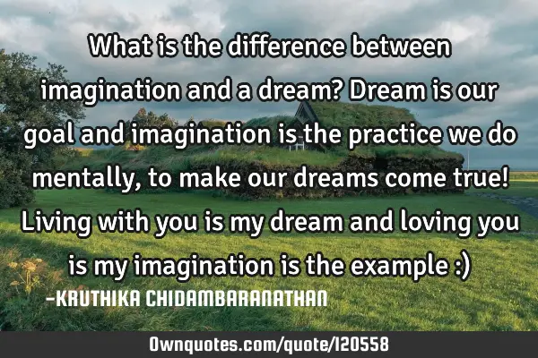 What is the difference between imagination and a dream? Dream is our goal and imagination is the