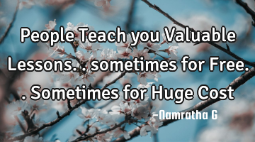 People Teach you Valuable Lessons.. sometimes for Free.. Sometimes for Huge Cost