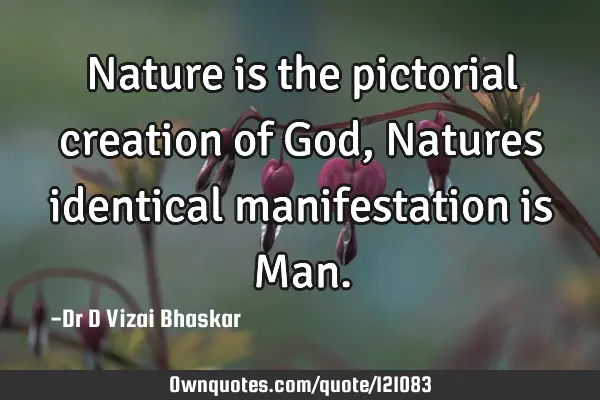 Nature is the pictorial creation of God, Natures identical manifestation is M