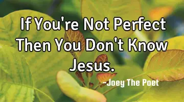 If You're Not Perfect Then You Don't Know Jesus.