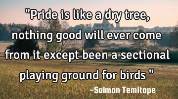 "Pride is like a dry tree, nothing good will ever come from it except been a sectional playing