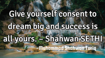 Give yourself consent to dream big and success is all yours. – Shahwan SETHI