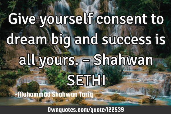 Give yourself consent to dream big and success is all yours. – Shahwan SETHI